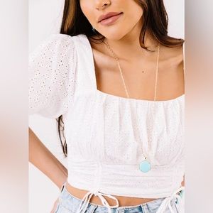 Kendra Scott Natalie Gold Long Pendant Necklace in Light Blue Magnesite